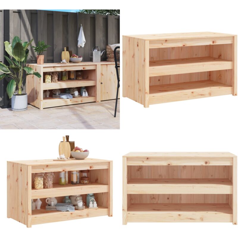 Armoire de cuisine d'extérieur 106x55x64 cm bois de pin massif - Meuble De Cuisine Extérieur - Armoire De Cuisine Extérieure - Cuisine D'été - Meuble