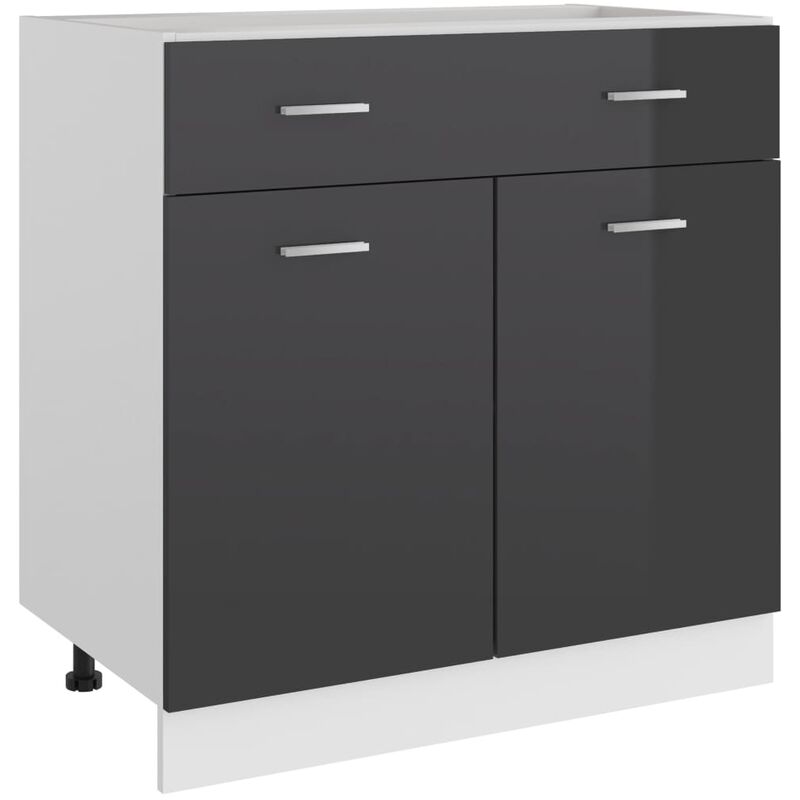 Vidaxl - Armoire de plancher tiroir Gris brillant 80x46x81,5cm Aggloméré