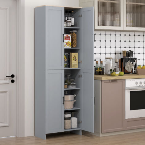 Armoire de cuisine hauteur 170 cm buffet haut avec 4 portes et étagères ajustable. design moderne. gris