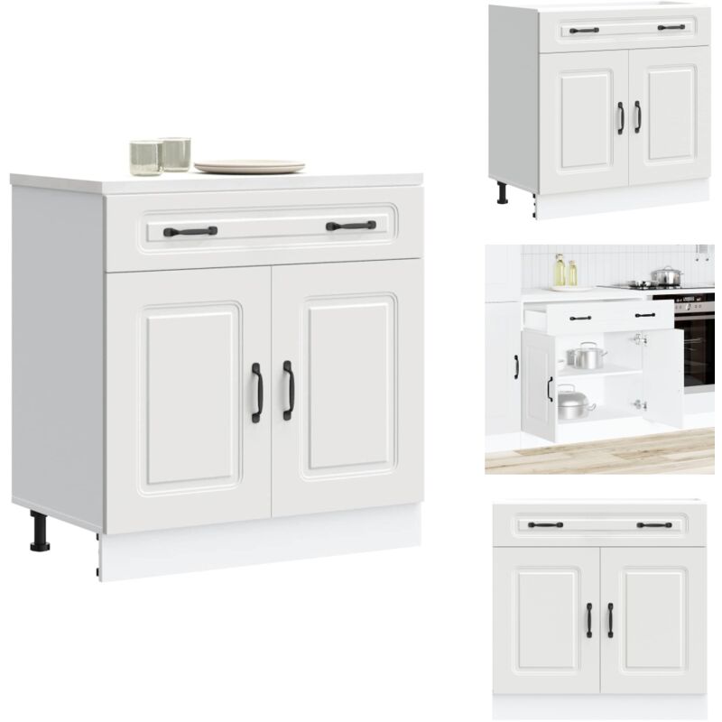 Armoire de cuisine Kalmar blanc bois d'ingénierie - Armoire De Cuisine - Armoires De Cuisine - Meuble Bas D'évier - Meuble Bas D'évier De Cuisine