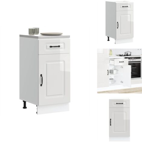 Armoire de cuisine Kalmar blanc brillant bois ingénierie - Armoire De Cuisine - Armoires De Cuisine - Meuble Bas D'évier - Meuble Bas D'évier De Cuisine