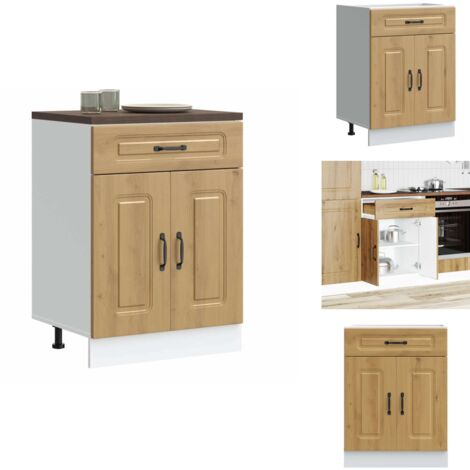 Armoire de cuisine Kalmar chêne artisanal bois d'ingénierie - Armoire De Cuisine - Armoires De Cuisine - Meuble Bas D'évier - Meuble Bas D'évier De Cuisine