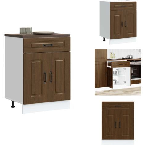Armoire de cuisine Kalmar chêne marron bois d'ingénierie - Armoire De Cuisine - Armoires De Cuisine - Meuble Bas D'évier - Meuble Bas D'évier De Cuisine