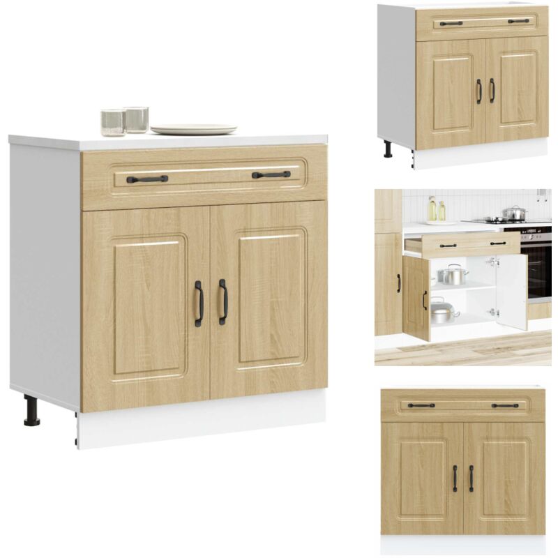 Armoire de cuisine Kalmar chêne sonoma bois d'ingénierie - Armoire De Cuisine - Armoires De Cuisine - Meuble Bas D'évier - Meuble Bas D'évier De