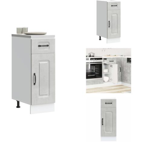 Armoire de cuisine Kalmar gris béton bois d'ingénierie - Armoire De Cuisine - Armoires De Cuisine - Meuble Bas D'évier - Meuble Bas D'évier De Cuisine