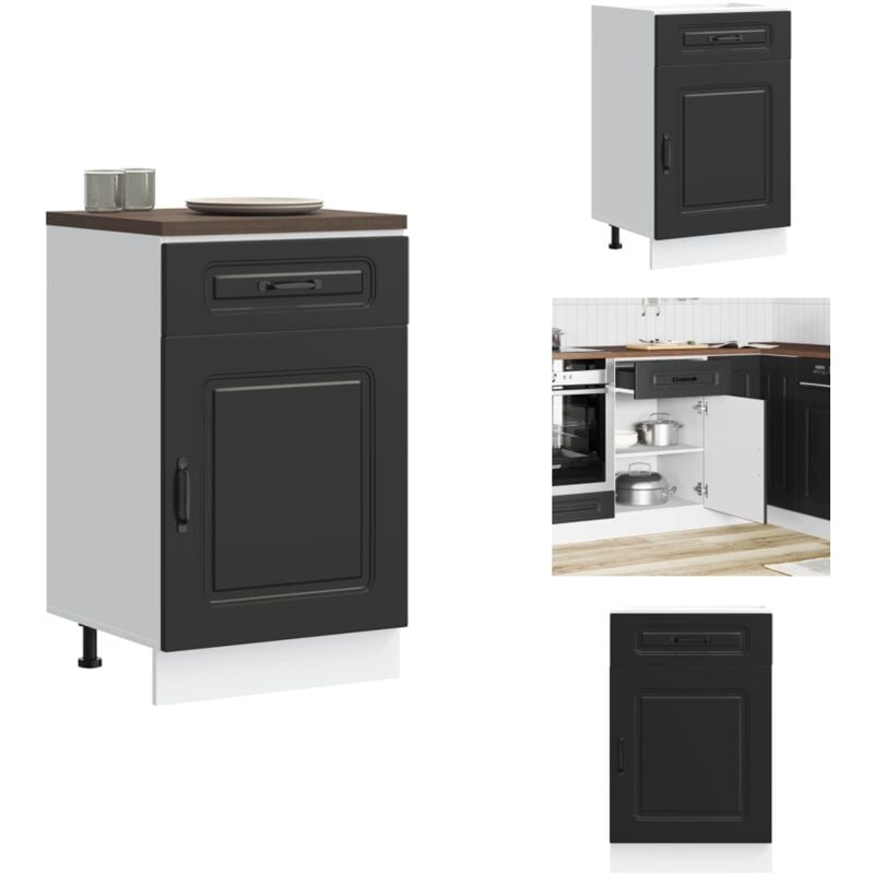 Armoire de cuisine Kalmar noir bois d'ingénierie - Armoire De Cuisine - Armoires De Cuisine - Meuble Bas D'évier - Meuble Bas D'évier De Cuisine