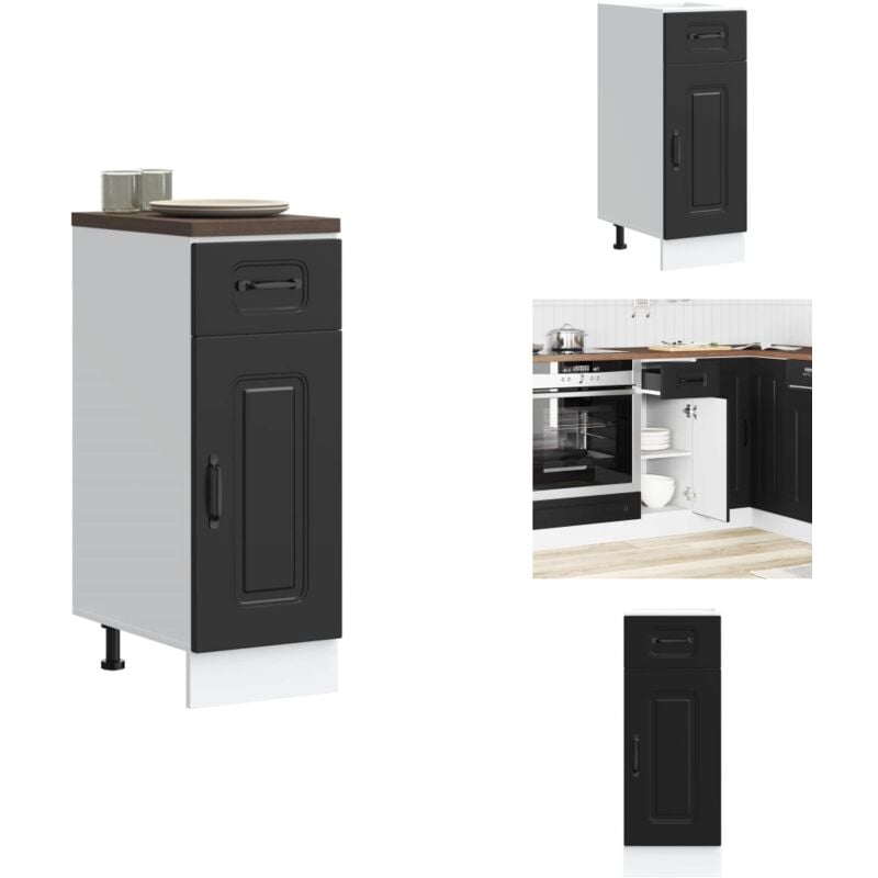 Armoire de cuisine Kalmar noir bois d'ingénierie - Armoire De Cuisine - Armoires De Cuisine - Meuble Bas D'évier - Meuble Bas D'évier De Cuisine