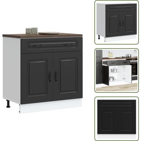 Armoire de cuisine Kalmar noir bois d'ingénierie - Armoire De Cuisine - Armoires De Cuisine - Meuble Bas D'évier - Meuble Bas D'évier De Cuisine