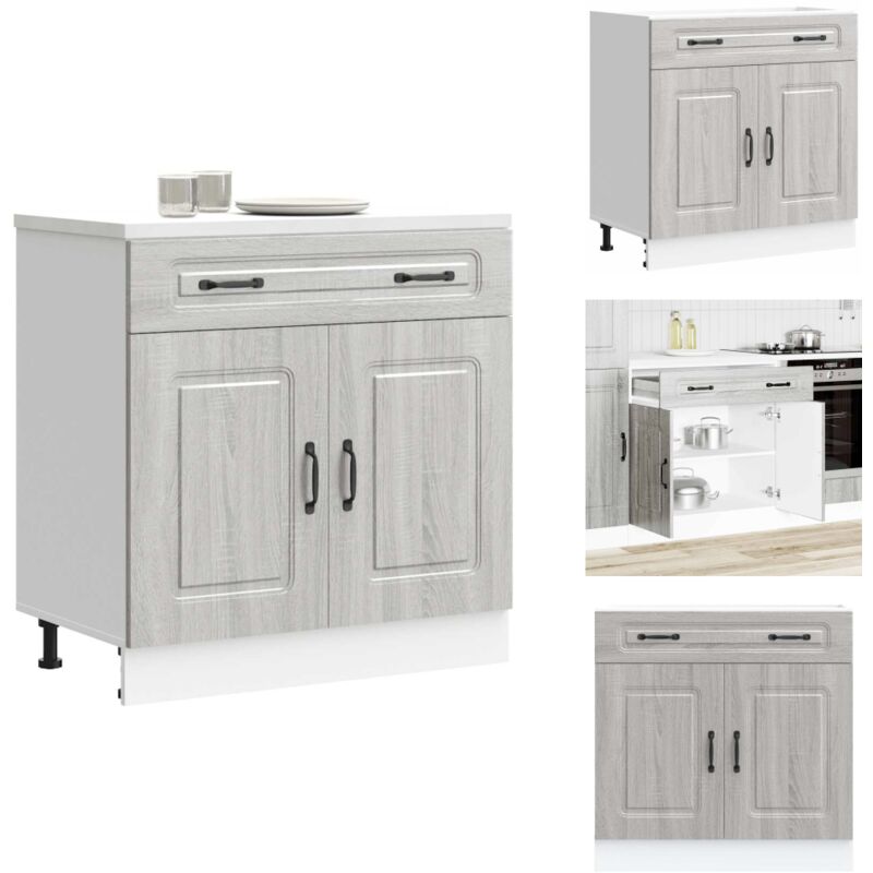 Armoire de cuisine Kalmar sonoma gris bois d'ingénierie - Armoire De Cuisine - Armoires De Cuisine - Meuble Bas D'évier - Meuble Bas D'évier De