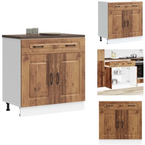 Armoire de cuisine Kalmar vieux bois bois d'ingénierie - Armoire De Cuisine - Armoires De Cuisine - Meuble Bas D'évier - Meuble Bas D'évier De Cuisine