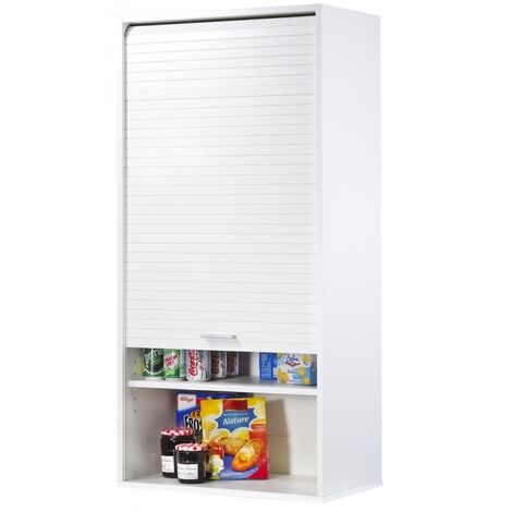 Armoire de cuisine large à rideau blanc Couna L 60 x H 124cm