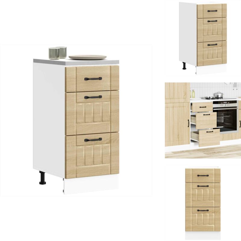 Armoire de cuisine Lucca chêne sonoma bois ingénierie - Armoire De Cuisine - Armoires De Cuisine - Meuble D'évier - Meuble D'évier De Cuisine