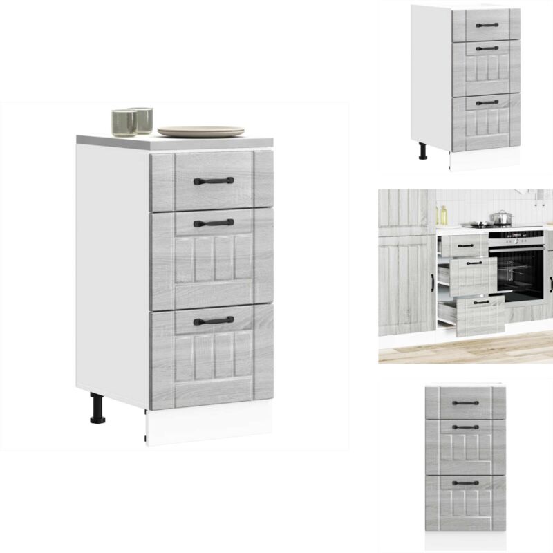 Armoire de cuisine Lucca sonoma gris bois ingénierie - Armoire De Cuisine - Armoires De Cuisine - Meuble D'évier - Meuble D'évier De Cuisine