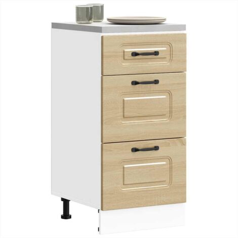 Armoire de cuisine-Meuble de cuisine-Armoire de rangement Kalmar blanc brillant bois ingénierie 607240