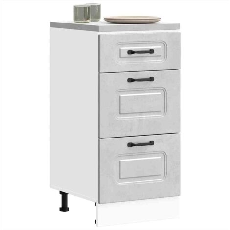 Armoire de cuisine-Meuble de cuisine-Armoire de rangement Kalmar gris béton bois d'ingénierie 452335