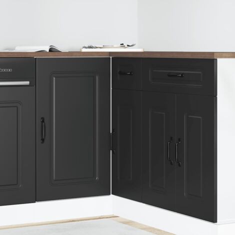 Armoire de cuisine-Meuble de cuisine-Armoire de rangement Kalmar noir bois d'ingénierie 686552