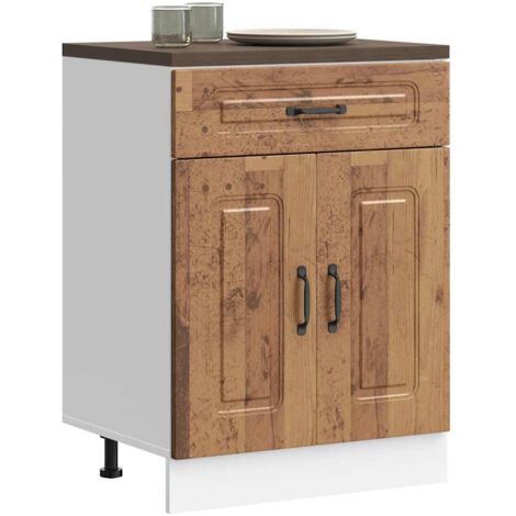Armoire de cuisine-Meuble de cuisine-Armoire de rangement Kalmar vieux bois bois d'ingénierie 746668