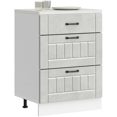 Armoire de cuisine-Meuble de cuisine-Armoire de rangement Lucca gris béton bois ingénierie 397562