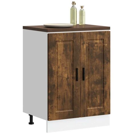 Armoire de cuisine-Meuble de cuisine-Armoire de rangement Porto chêne fumé bois d'ingénierie 380664