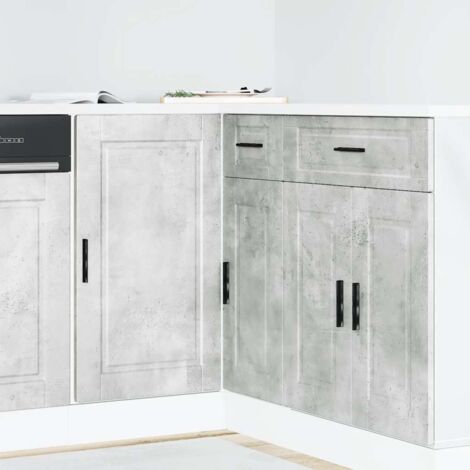 Armoire de cuisine-Meuble de cuisine-Armoire de rangement Porto gris béton bois d'ingénierie 717131