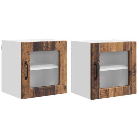 Armoire de cuisine  Meuble de cuisine avec porte 2 pcs Bois ancien 40 x 31 x 40 cm