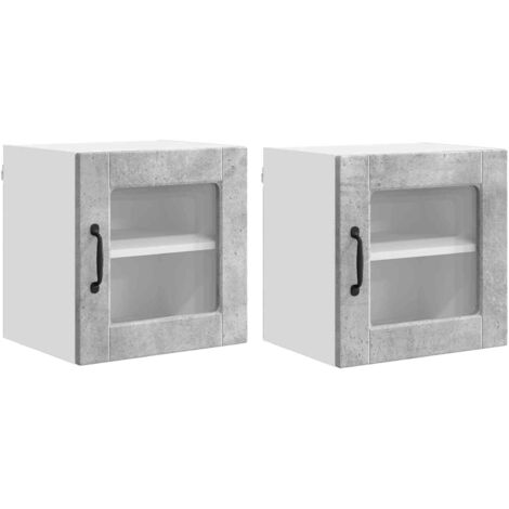Armoire de cuisine  Meuble de cuisine avec porte 2 pcs Gris béton 40 x 31 x 40 cm