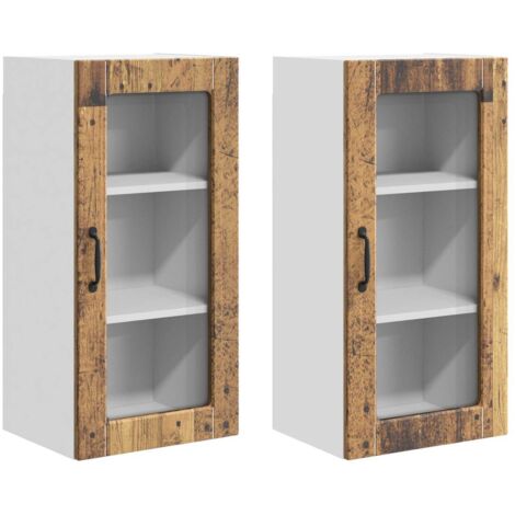 Armoire de cuisine Meuble de cuisine Lucca 2 pcs Bois ancien 40 x 31 x 80 cm