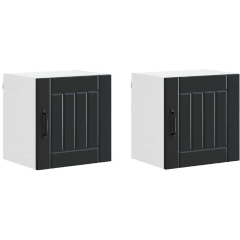 Armoire de cuisine Meuble de cuisine Lucca 2 pcs Noir 40 x 31 x 40 cm