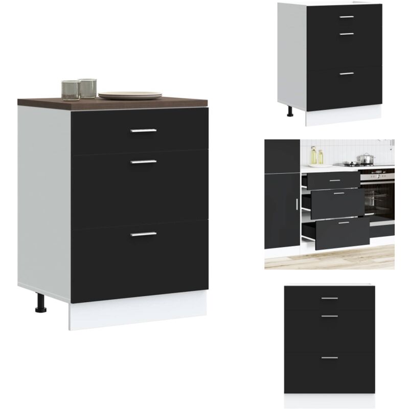 Vidaxl - Armoire de cuisine noir bois d'ingénierie - Armoire De Cuisine - Armoires De Cuisine - Meuble D'évier - Meuble D'évier De Cuisine
