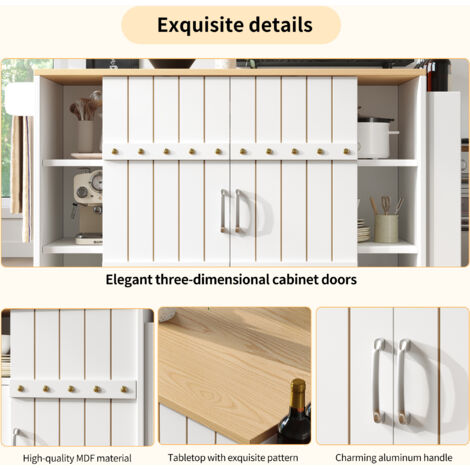 Armoire de cuisine, planche à découper avec motif en bois. Meuble de cuisine doté d’une surface mobile et d’un plan de travail.