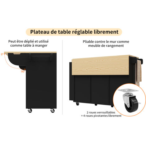 Armoire de cuisine, planche à découper avec motif en bois. Meuble de cuisine doté d’une surface mobile et d’un plateau de travail. Meuble de cuisine équipé d’un étagment