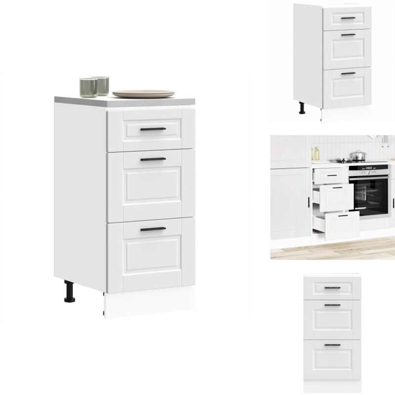 Armoire de cuisine Porto blanc bois d'ingénierie - Armoire De Cuisine - Armoires De Cuisine - Meuble D'évier - Meuble D'évier De Cuisine