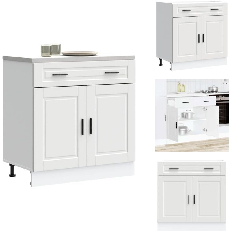 Vidaxl - Armoire de cuisine Porto blanc bois d'ingénierie - Armoire De Cuisine - Armoires De Cuisine - Meuble D'évier - Meuble D'évier De Cuisine