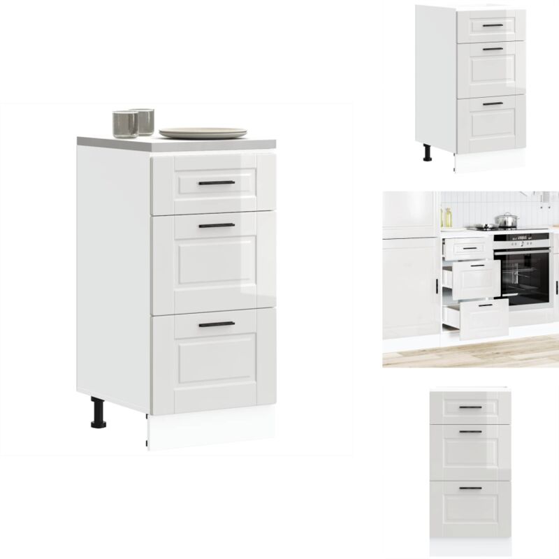 Vidaxl - Armoire de cuisine Porto blanc brillant bois ingénierie - Armoire De Cuisine - Armoires De Cuisine - Meuble D'évier - Meuble D'évier De