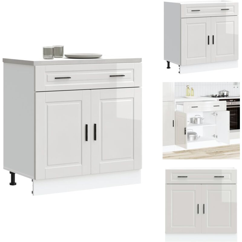 Vidaxl - Armoire de cuisine Porto blanc brillant bois ingénierie - Armoire De Cuisine - Armoires De Cuisine - Meuble D'évier - Meuble D'évier De
