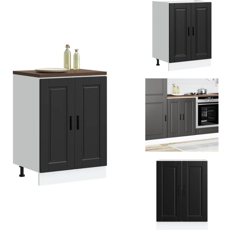 Armoire de cuisine Porto noir bois d'ingénierie - Armoire De Cuisine - Armoires De Cuisine - Meuble Bas D'évier - Meuble Bas D'évier De Cuisine