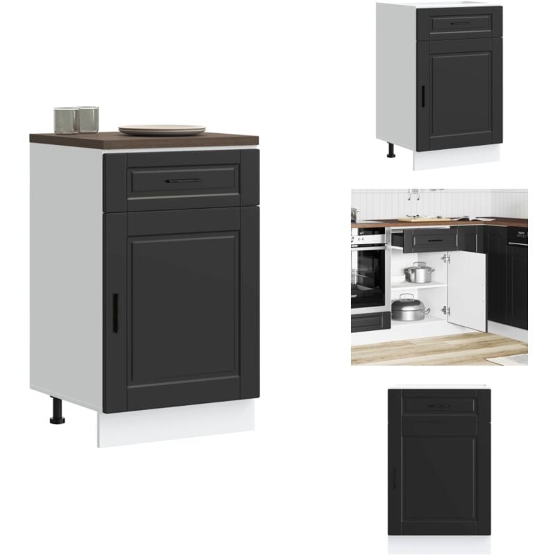 Vidaxl - Armoire de cuisine Porto noir bois d'ingénierie - Armoire De Cuisine - Armoires De Cuisine - Meuble D'évier - Meuble D'évier De Cuisine