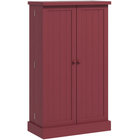Armoire de cuisine rouge 2 portes, 5 tablettes, 12 porte-épices, 60x30x104 cm