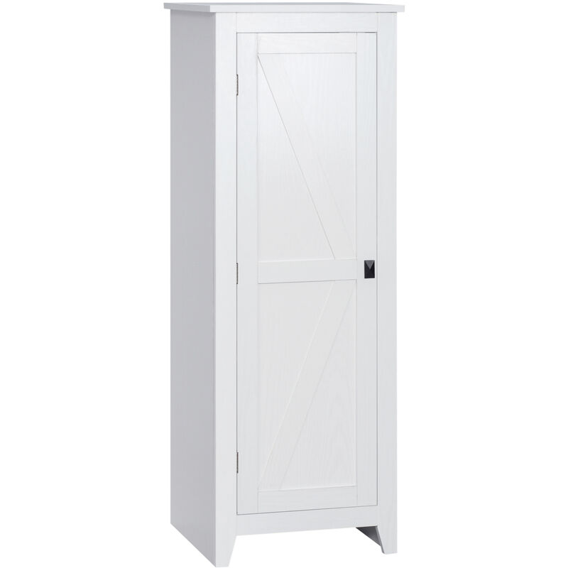 Homcom - Armoire de cuisine style campagne chic porte 3 étagères réglables - dim. 43L x 40l x 121H cm - mdf blanc