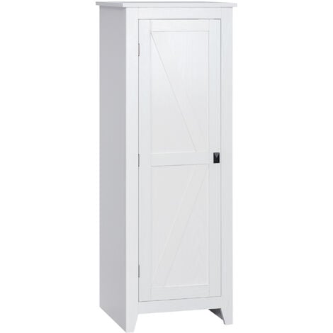Armoire de cuisine style campagne chic porte 3 étagères réglables - dim. 43L x 40l x 121H cm - MDF blanc