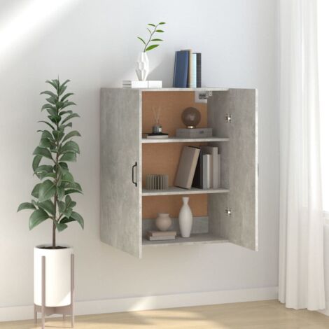 Armoire de cuisine suspendue - Meuble de rangement Style Contemporain Gris béton 69,5x34x90 cm Bois d'ingénierie BV320125 - BonneVie