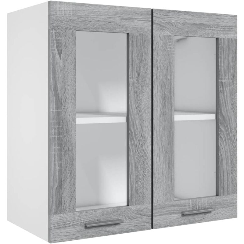 Armoire de cuisine vitrée suspendue Design moderne, Armoire Etagère de rangement, Sonoma gris 60x31x60cm Bois ingénierie OIB6285E