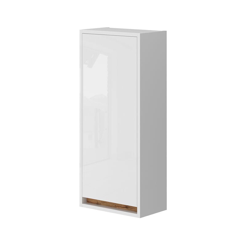 Vicco - Armoire de Detmold, Blanc brillant/Chêne doré, 81.6 x 35 cm avec porte