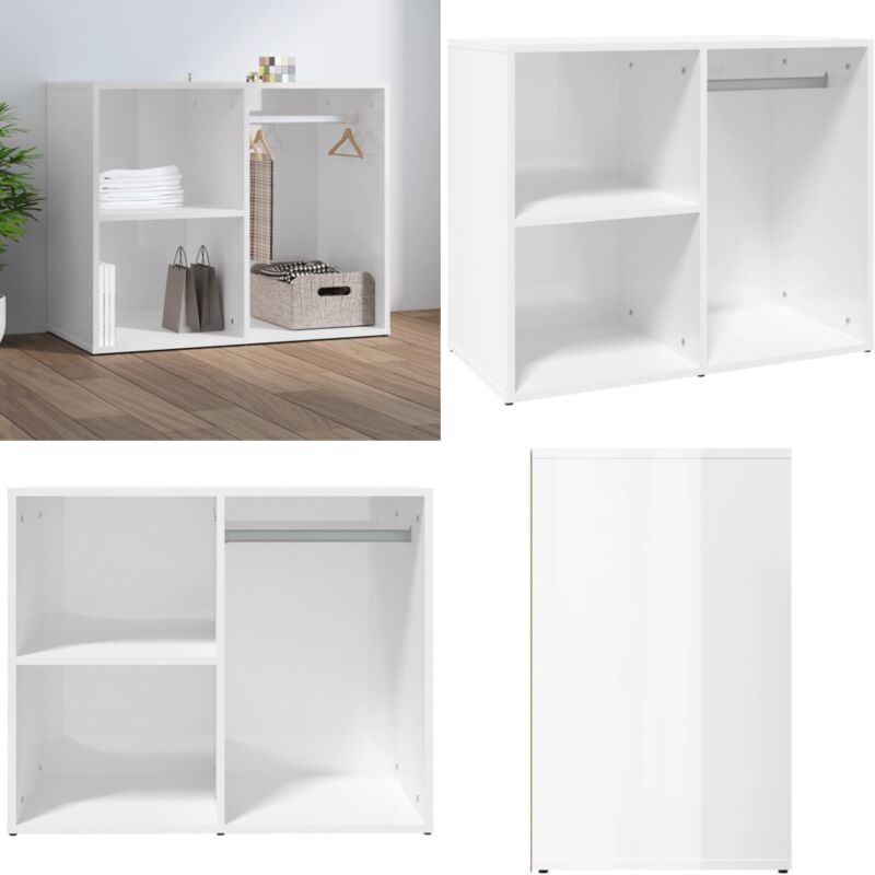 Vidaxl - Armoire de dressing Blanc brillant 80x40x65cm Bois d'ingénierie - Armoire De Dressing - Meuble Rangement - Placard - Commode - Espace