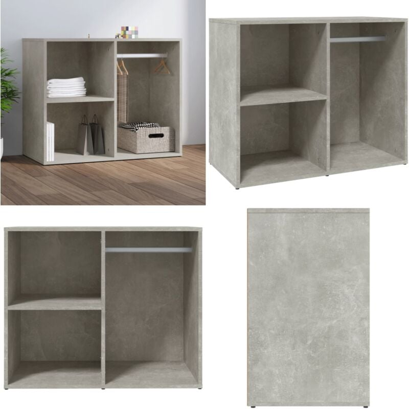 Armoire de dressing Gris béton 80x40x65 cm Bois d'ingénierie - Armoire De Dressing - Meuble Rangement - Armoire Grise - Mobilier Chambre - Espace