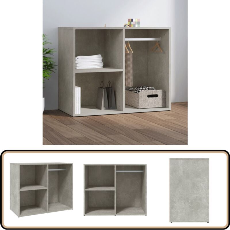 Vidaxl - Armoire de dressing Gris béton 80x40x65 cm Bois d'ingénierie - Armoire De Dressing - Meuble Rangement - Armoire Grise - Mobilier Chambre