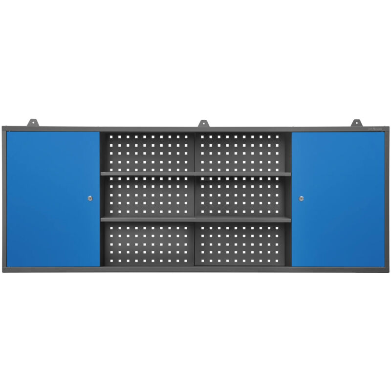 Armoire murale d’atelier LEO, 1600 x 600 x 200 mm, bleu anthracite