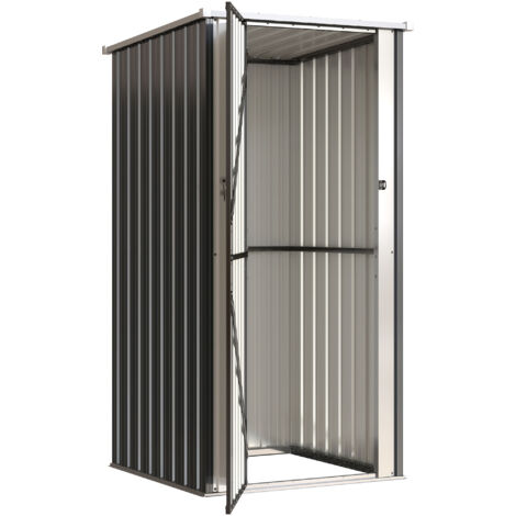 Armoire de jardin 0,69 m², toit incliné, porte verrouillable, barres de soutien, 83x89x163 cm, gris anthracite