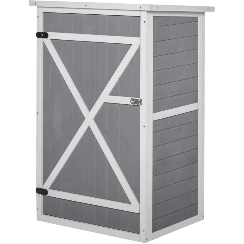 Eifson - Armoire de jardin 75x56x115, abri de jardin, avec 2 étagères intérieures, design sous pente, abri de jardin pour outils - Gris