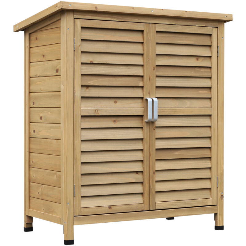 Armoire de jardin abri jardin remise pour outils sur pied dim. 87L x 46l x 96H cm étagère portes persiennes toit bitumé bois sapin autoclave vert